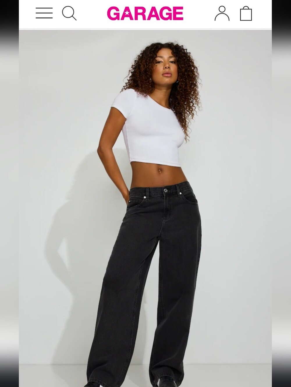 Garage Low Rise Baggy Jeans-
Washed Black